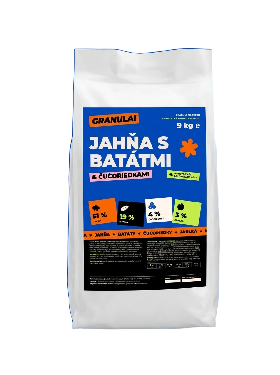Vrece Granula: Jahňa s batátmi & čučoriedkami, 9 kg